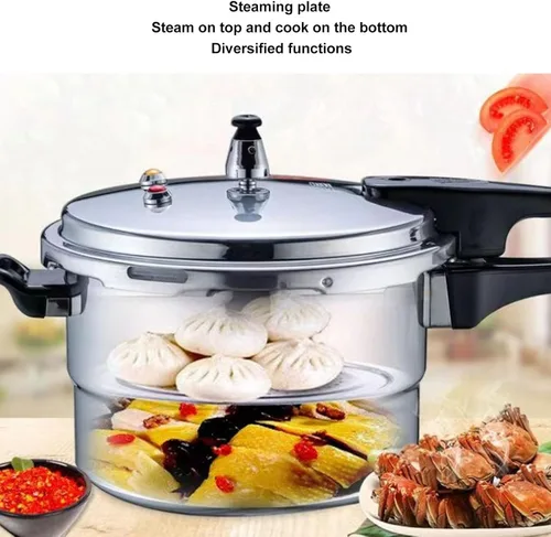 Vista 2 de Olla a presión de acero inoxidable, olla a presión de cocina para inducción y estufa, olla a presión con válvulas de seguridad, placa de cocción al