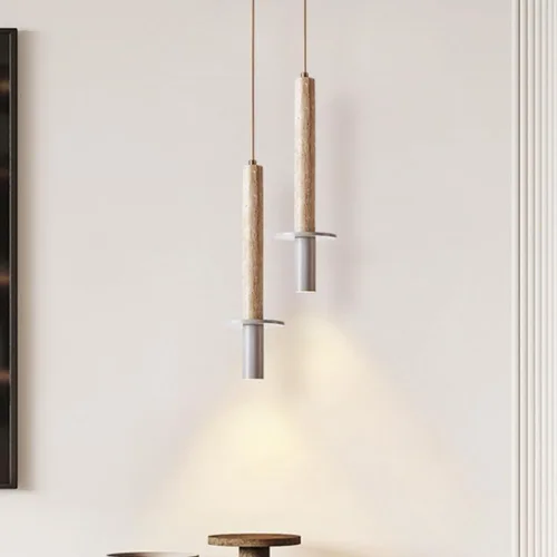 Vista 4 de Nordic Ceiling Hanging Lamp Modern Restaurant Bar Decoration Yellow Cave Stone Pendant Light Cylindl Lampshade Chandelier Spotlight Restaurant Bar