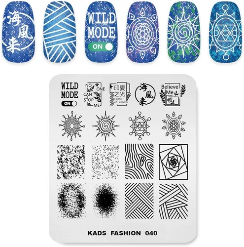 Vista 6 de KADS Nail Art Image Stamping Plates Guitar Pattern Music Fashion Image Plates DIY Plantilla de manicura (FA024)