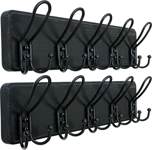 Vista 15 de Dseap Perchero para Abrigos Montado en Pared - Perchero Resistente de Estilo Granja Rural con 5 Ganchos de Alambre para Ropa, Sombrero, Chaqueta