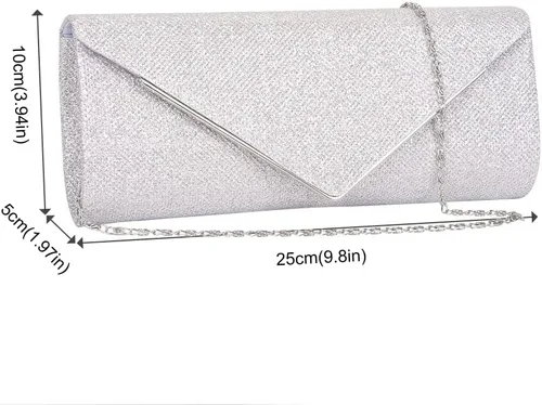 Vista 6 de Larcenciel Monederos de mano para mujer, bolsa de noche brillante con cadena desmontable, Purpurina