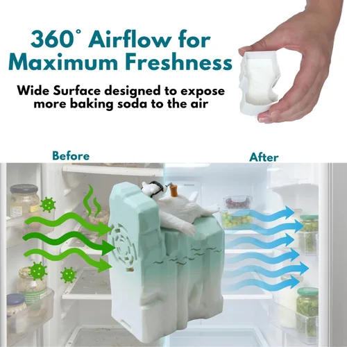 Vista 5 de Xforto Joe Snow - Desodorizador para nevera, absorbente de olores de bicarbonato de sodio, bicarbonato de sodio para refrigerador y congelador