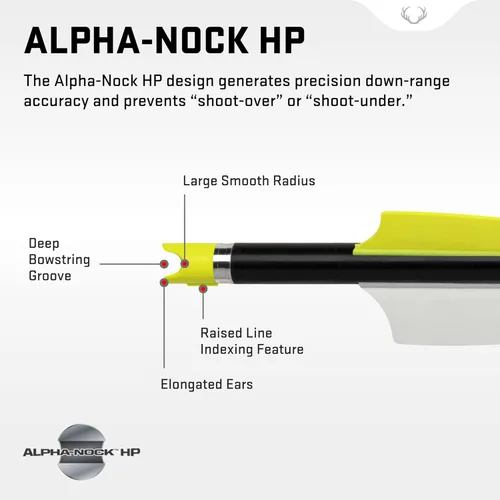 Vista 2 de TenPoint Alpha-Nock HP - Pack of 12 - Weight: 27 Grains - Helps Prevent Shoot Over or Shoot Under