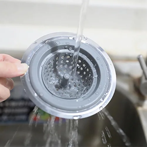 Vista 2 de Paquete de 2 coladores de drenaje de silicona inoxidable para fregadero de cocina, protector de drenaje, evita obstrucciones, borde ancho grande