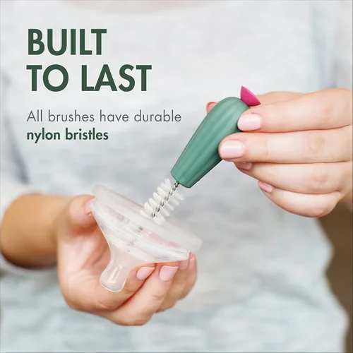 Vista 3 de Boon Juego de repuesto Cacti – Botella, cepillos para pajilla, tetina, detalle – no tóxico, nailon duradero, multicolor, 4