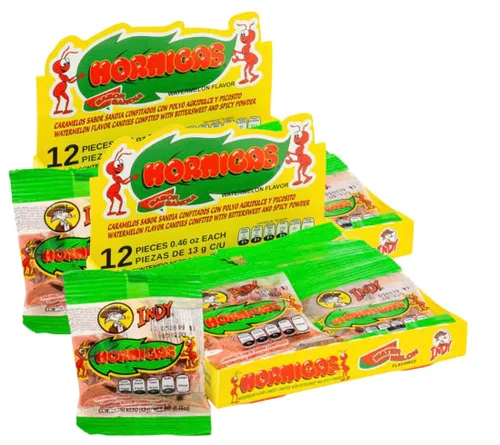 2 paquetes – Caramelos mexicanos con sabor a sandía Hormigas con polvo picante, 24 unidades