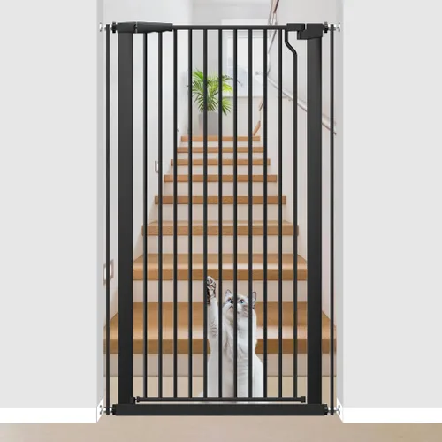 Puerta extra alta para mascotas de 51.18 pulgadas para gatos y perros, puerta extra ancha de 29.6 a 32.6 pulgadas para escaleras y puertas, puerta