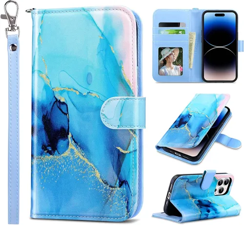 Vista 14 de ULAK Funda tipo cartera compatible con iPhone 14 para mujer, de piel sintética, diseño floral, con tarjetero y función atril, funda protectora tipo