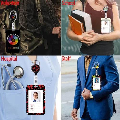 Vista 5 de Soporte para tarjetas de identificación de conciencia sobre el autismo y clip de carrete retráctil, lindo cordón para llaves de rompecabezas