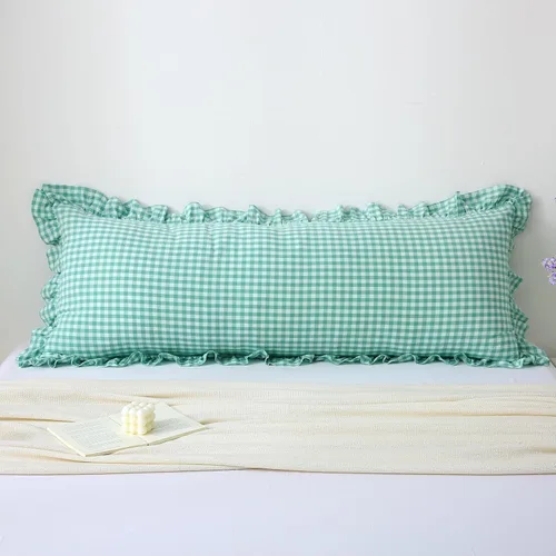 Vista 72 de Paquete de 2 fundas de almohada europeas a cuadros azul polvoriento, blanco, a cuadros, 100% algodón lavado, a cuadros, estilo francés, rústico