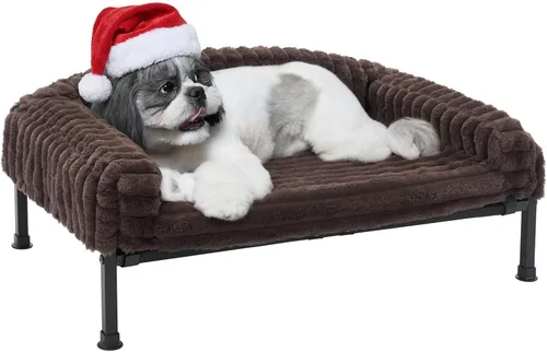 Vista 10 de Veehoo Cama elevada para perros con cojín de cojín, sofá cama de felpa esponjosa para perros pequeños, gatos, cuna elevada lavable para mascotas