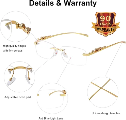 Vista 6 de JUDOO Retro Rimless Rectangle Sunglasses for Men Women Trendy Frameless Tinted Lens Eyewear