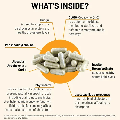 Vista 4 de Mountain Peak Nutritionals Suplemento de apoyo para el colesterol, con extracto de alcachofa, CoQ10 y arroz de levadura roja, fórmula a base