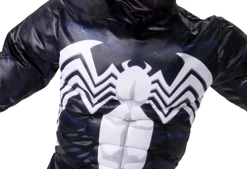 Vista 2 de Youth Venom Marvel Spiderman Costume Muscle Padded Chest & Mask Halloween Dress Up