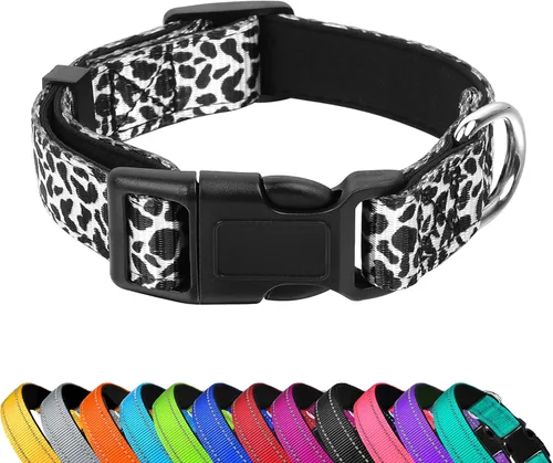 Vista 16 de Collar reflectante para perro, ajustable de neopreno suave acolchado de nailon para mascotas con hebilla para cachorros y perros pequeños, gatos