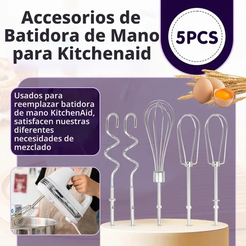 Vista 2 de 5 accesorios para batidora de mano, batidores profesionales de repuesto para batidoras de mano, ganchos de batidor y masa, batidores de repuesto