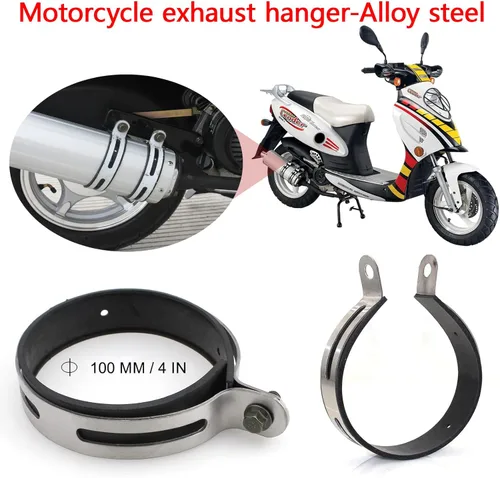 Vista 4 de Minho 2 piezas universal de motocicleta soporte de escape clip soporte de hardware abrazadera de escape soporte de escape suspensión interior 4