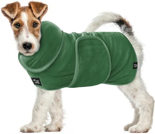 Vista 15 de Tuff Pupper Bata de baño para perro de secado rápido, toalla de felpa de 800 GSM, bata de baño súper absorbente para mascotas y cachorros, capucha
