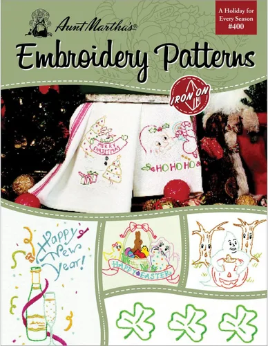 Vista 11 de Libro de patrones de transferencia de bordado de frutas y verduras de Aunt Martha, más de 25 patrones para aplicar con plancha