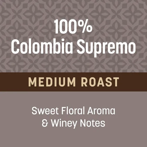 Vista 3 de Don Francisco's Café 100% Colombia Supremo en grano entero, tostado medio – 100% café arábica, bolsa de 20 onzas