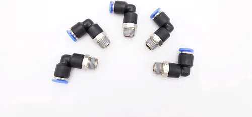 Vista 13 de Accesorio de Conexión por Empuje 1/2" Tubo OD x 1/2" Rosca Macho NPT, Codo Neumático Macho para Línea de Aire y Agua de 90 Grados con Giratorio