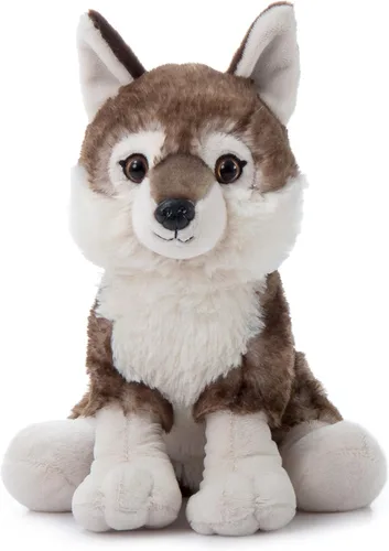 The Petting Zoo Timber Wolf Stuffed Animal, Gifts for Kids, Wild Onez Zoo Animals, Timber Wolf Plush Toy Sitting 12 inches