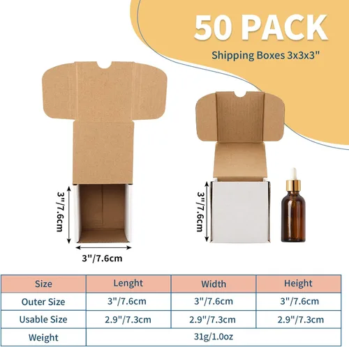 Vista 2 de ZBEIVAN Juego de 50 cajas de envío blancas de 3 x 3 x 3 pulgadas, cajas de cartón corrugado para embalaje de regalos de correo de pequeñas empresas