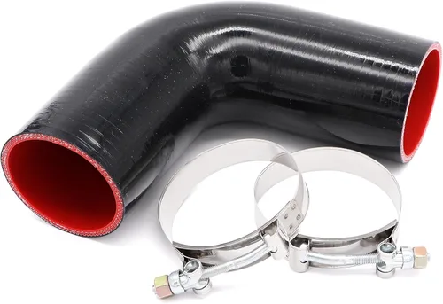 Vista 13 de Acoplador de codo de 90 grados de 4 capas de manguera de silicona de 1.5 pulgadas (38 mm) con abrazaderas de perno en T para tubo de admisión
