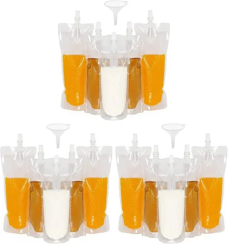 50 beverage bags, transparent smoothie bag container, heavy-duty hand-held leak-proof and sealable beverage bag, 8.4oz for frozen juice beverage