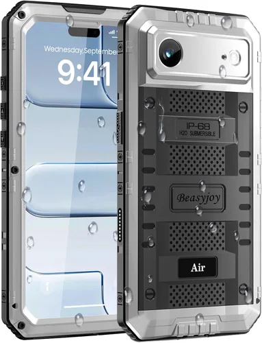Vista 22 de Beasyjoy Funda impermeable para iPhone 13, funda de metal con protector de pantalla integrado, resistente protección de cuerpo completo, grado