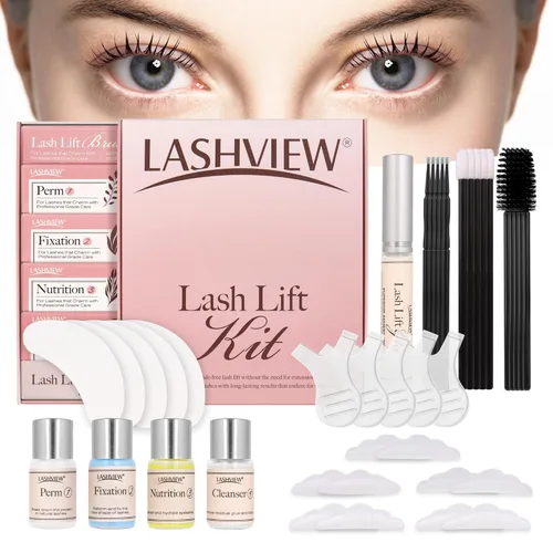 Vista 13 de LASHVIEW Kit de elevación de pestañas, kit profesional de pestañas permanentes, conjunto líquido, semipermanente, rizado permanente, extensión