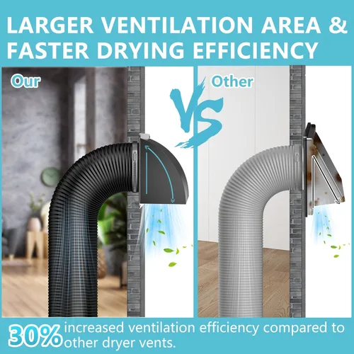 Vista 3 de HG Power - Cubierta de ventilación de secadora de 4 pulgadas en el exterior, cubierta de ventilación exterior de metal con pantalla extraíble
