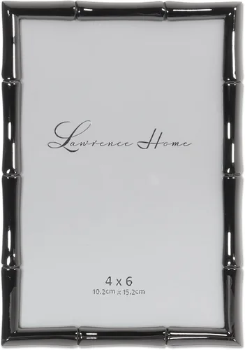Vista 23 de Lawrence Frames Marco de fotos de metal negro pulido 4x4 con diseño de bambú