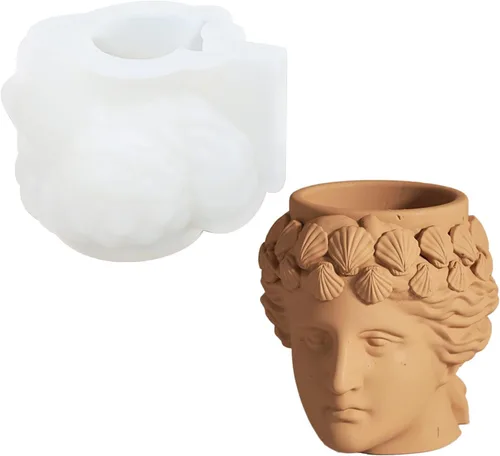 Vista 8 de Molde de maceta de estatua 3D, molde de jarrón de cemento para regalos de cumpleaños, decoración de oficina en casa y herramientas de fabricación