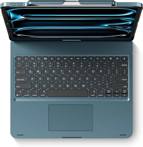 Vista 29 de edaiser Funda de teclado giratoria para Apple iPad mini 6ª 7ª generación a17 Pro, teclado Bluetooth compacto con trackpad retroiluminado RGB