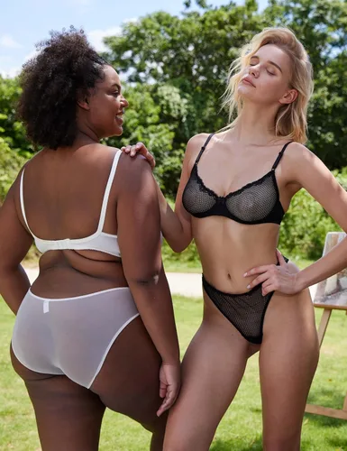 Vista 6 de Wingslove Sujetador de media copa sexy para mujer con encaje, malla con aros, copa balconette, sin forro, transparente, brasier de copa media