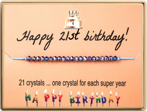 Pulsera de abalorios de cristal KGBNCIE para regalo de cumpleaños, para mujer y niña de 11-21 años, 25, 30 años