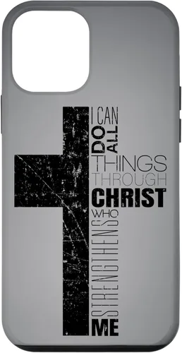 Vista 15 de iPhone XS Max Negro Cristiano Cruz Religiosa Biblia Verso Filipenses 4 13 Caso