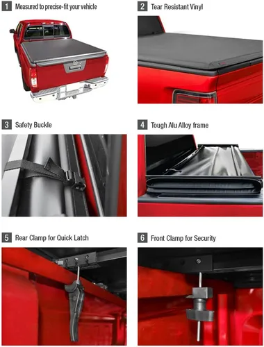Vista 4 de MaxMate - Funda suave para cama de camioneta con plegado cuádruple, compatible con Ford F-150 2015-2020 Cama de 5.5' (67") TCF484041
