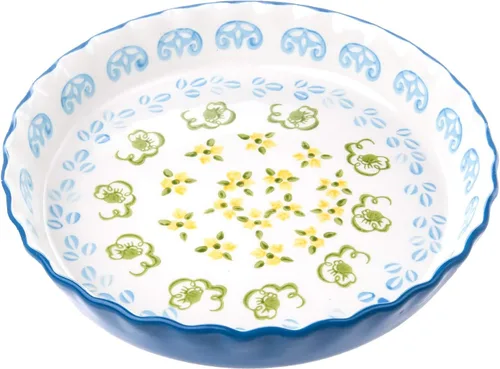 Vista 4 de Molde para pastel de cerámica para horno, plato de 10 pulgadas, bandeja redonda para hornear (mariposa)