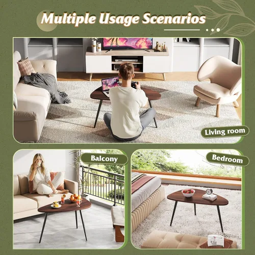 Vista 5 de WLIVE Mesas de centro ovaladas, mesa de centro moderna para sala de estar, mesa auxiliar para espacios pequeños, oficina en casa, fácil montaje