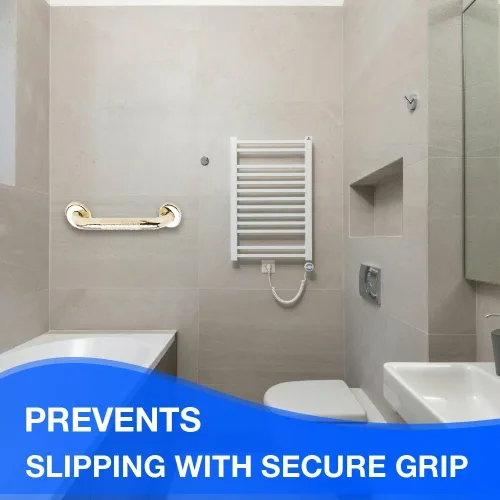 Vista 5 de Mango de ducha de 12 pulgadas, barras de agarre de acero inoxidable 304 para bañeras y duchas, barandillas estándar ADA de latón pulido