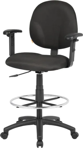 Vista 6 de Boss Office Products B1691-BK Stand Up Taburete de dibujo de tela con brazos ajustables en negro