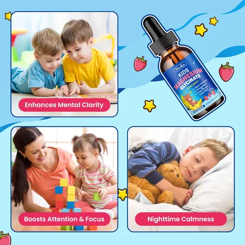 Vista 3 de Gotas líquidas de glicinato de magnesio y GABA L-teanina para niños y adultos