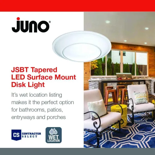 Vista 3 de Juno SlimBasics - Lámpara de techo LED de 4 pulgadas, luz LED descendente de montaje en superficie para luz de ducha o iluminación de armario, Blanco