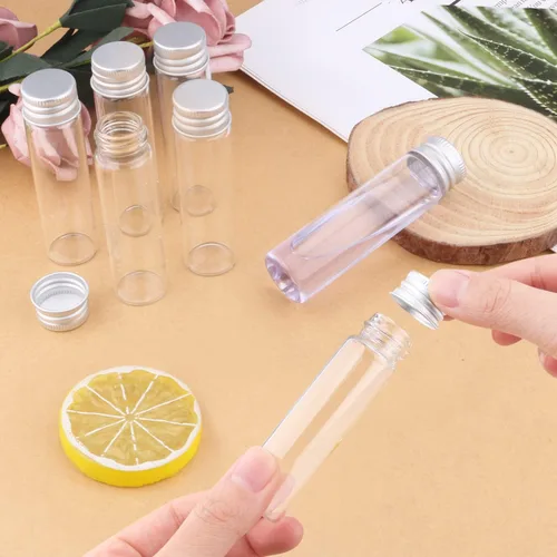 Vista 5 de Paquete de 30 botellas selladas de vidrio de 0.7 fl oz (0.7 fl oz), envases vacíos de muestra, frascos pequeños, botella de deseos con tapa