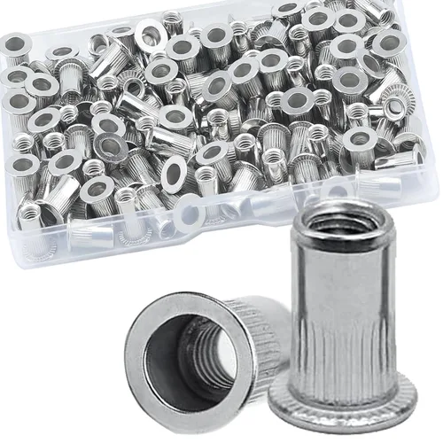 Vista 11 de Kits de tuercas remachables de acero inoxidable SAE y métrico JROUTH, surtido de 380 tuercas remachables y Nutsert, tamaños 8-32 10-24 1/4"-20
