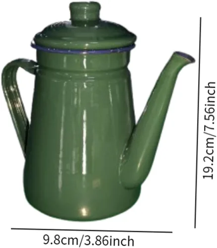 Vista 3 de Generic Hervidor de agua esmaltado grueso con asa, duradero, hervidor de café de 1.1 L, tetera para estufa para exteriores, hogar, cocina, té, verde