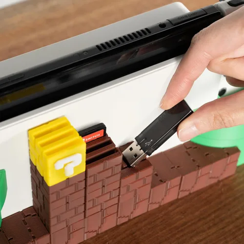 Vista 9 de Mar Stand para Nintendo Switch - Soporte impreso en 3D con diseño retro de bloques de ladrillos y tubería, decoración del hogar, regalos únicos