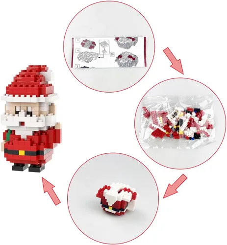 Vista 2 de Anditoy Paquete de 4 juguetes de bloques de construcción de Navidad para niños, niñas y adolescentes, regalos de Navidad, rellenos de calcetines